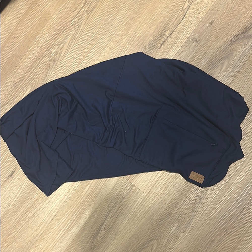 Navy Blue Poppy Stock Thief Proof Scarf with Pocket